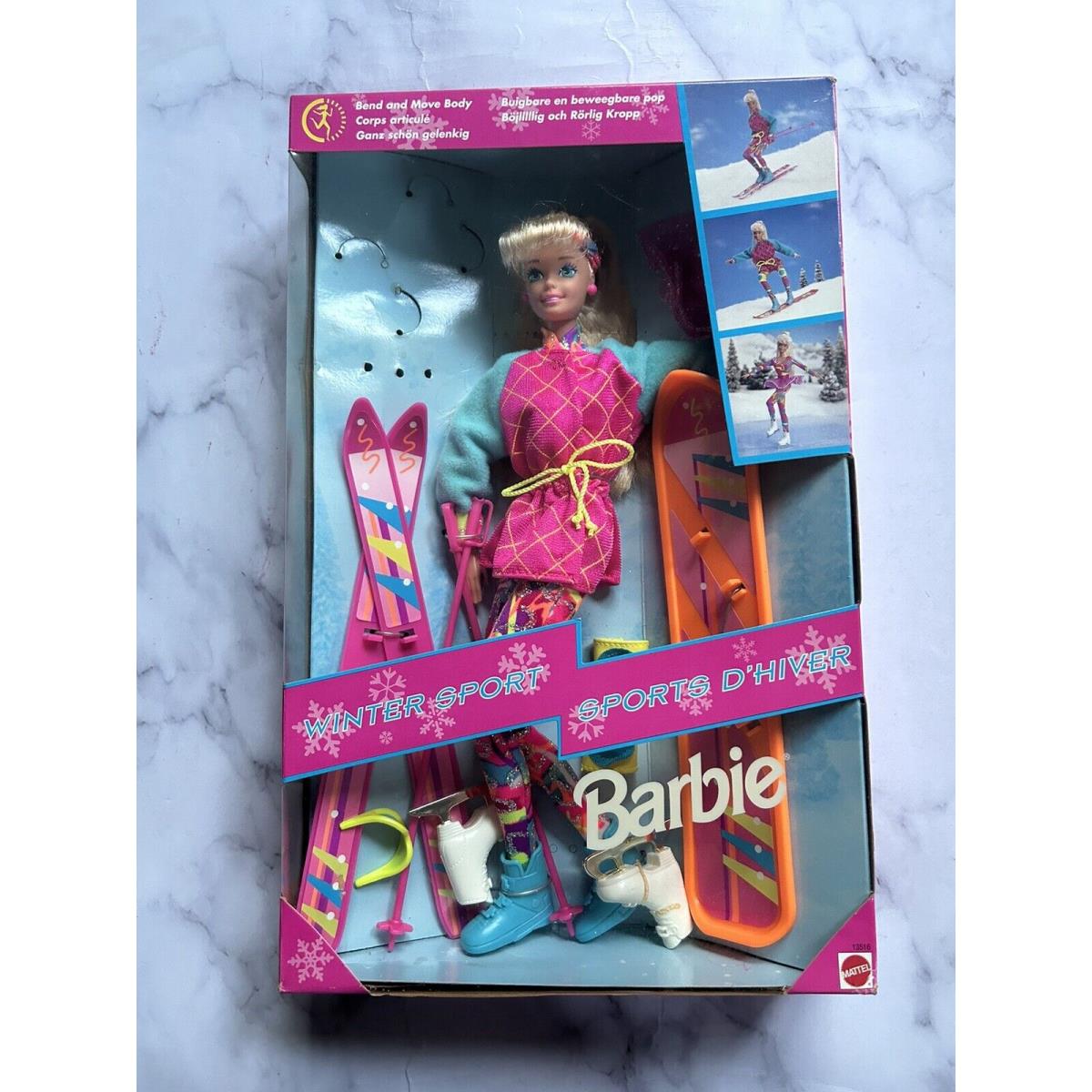 Vintage Mattel 1994 Winter Sports Barbie Doll 13516 Bend and Move