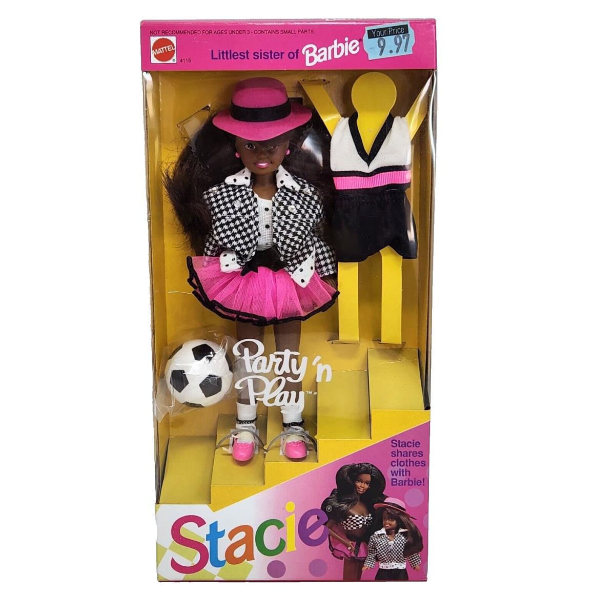 Vintage 1992 Party N Play Black Stacie Barbie Doll Mattel 4115