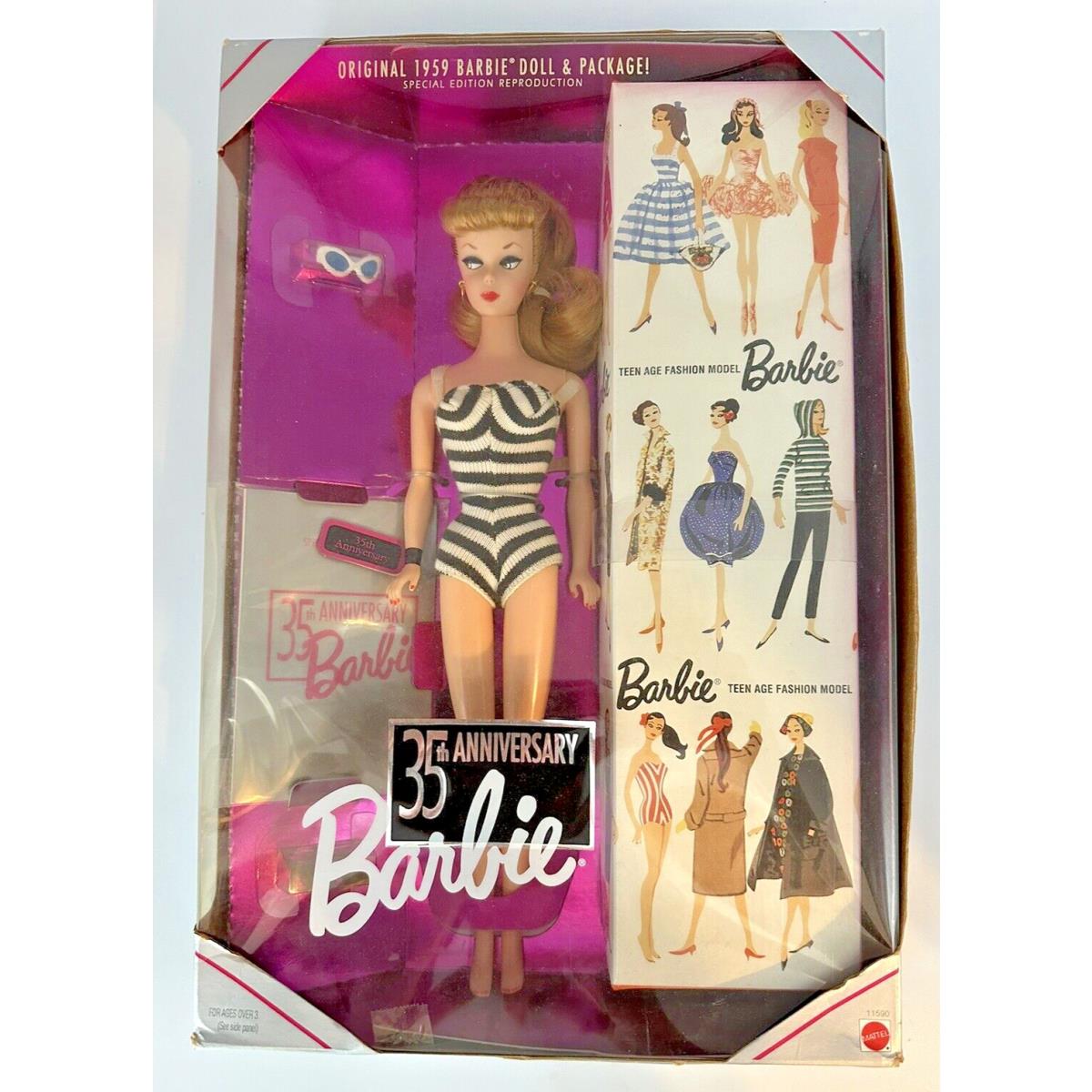 Barbie 35TH Anniversary 1959 Doll 1993 Reproduction Mattel Special Edition