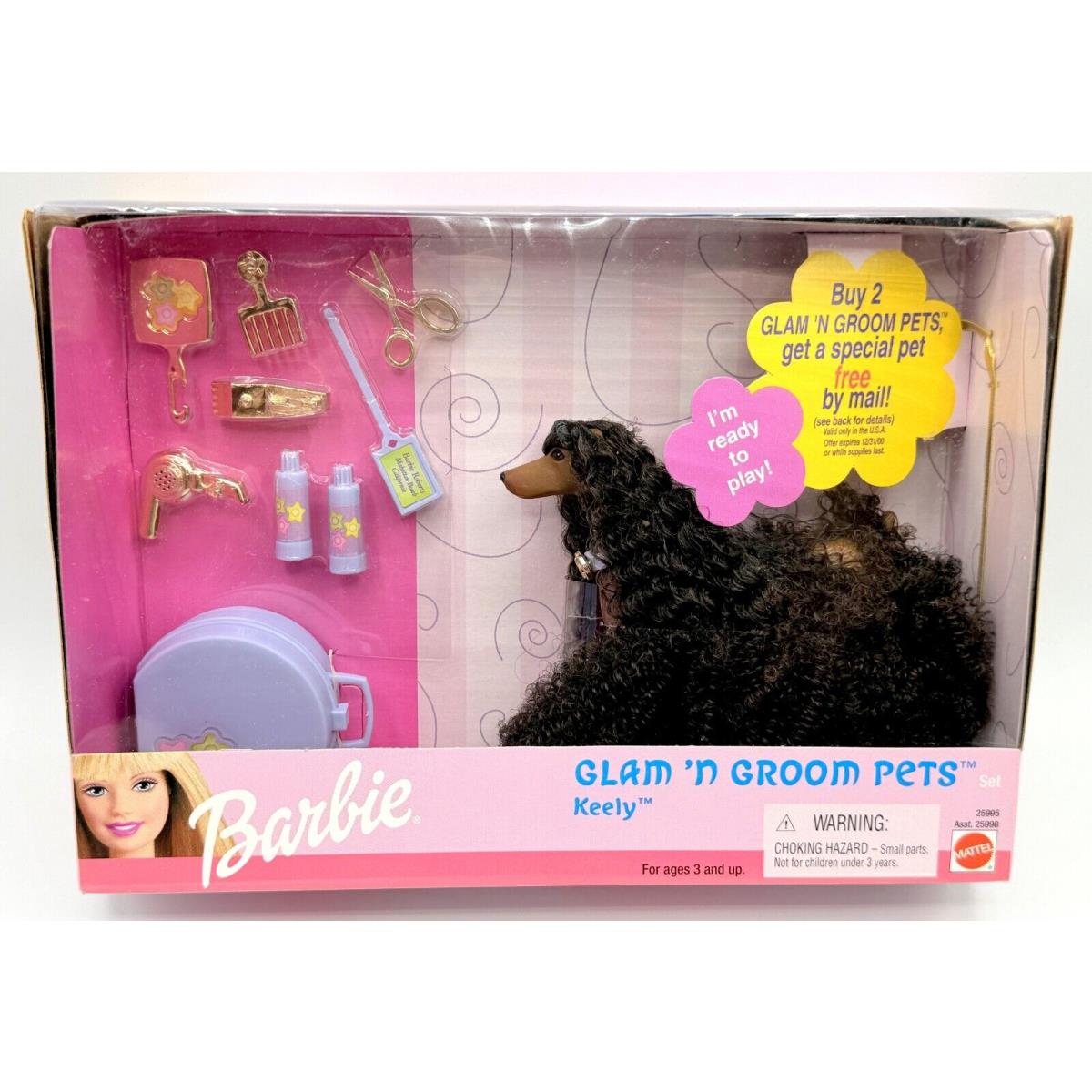 BK Barbie Doll 1999 Glam `N Groom Pets Dog Keely 25995