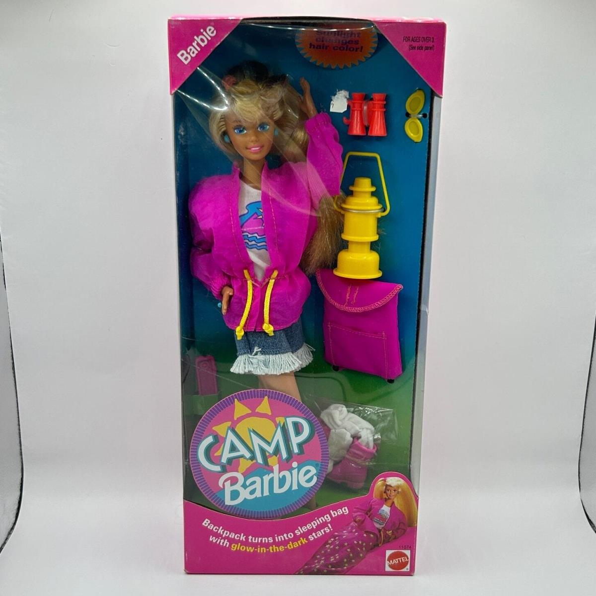 1993 Camp Barbie Doll Glow In The Dark Sleeping Bag Hair Color Change 11074