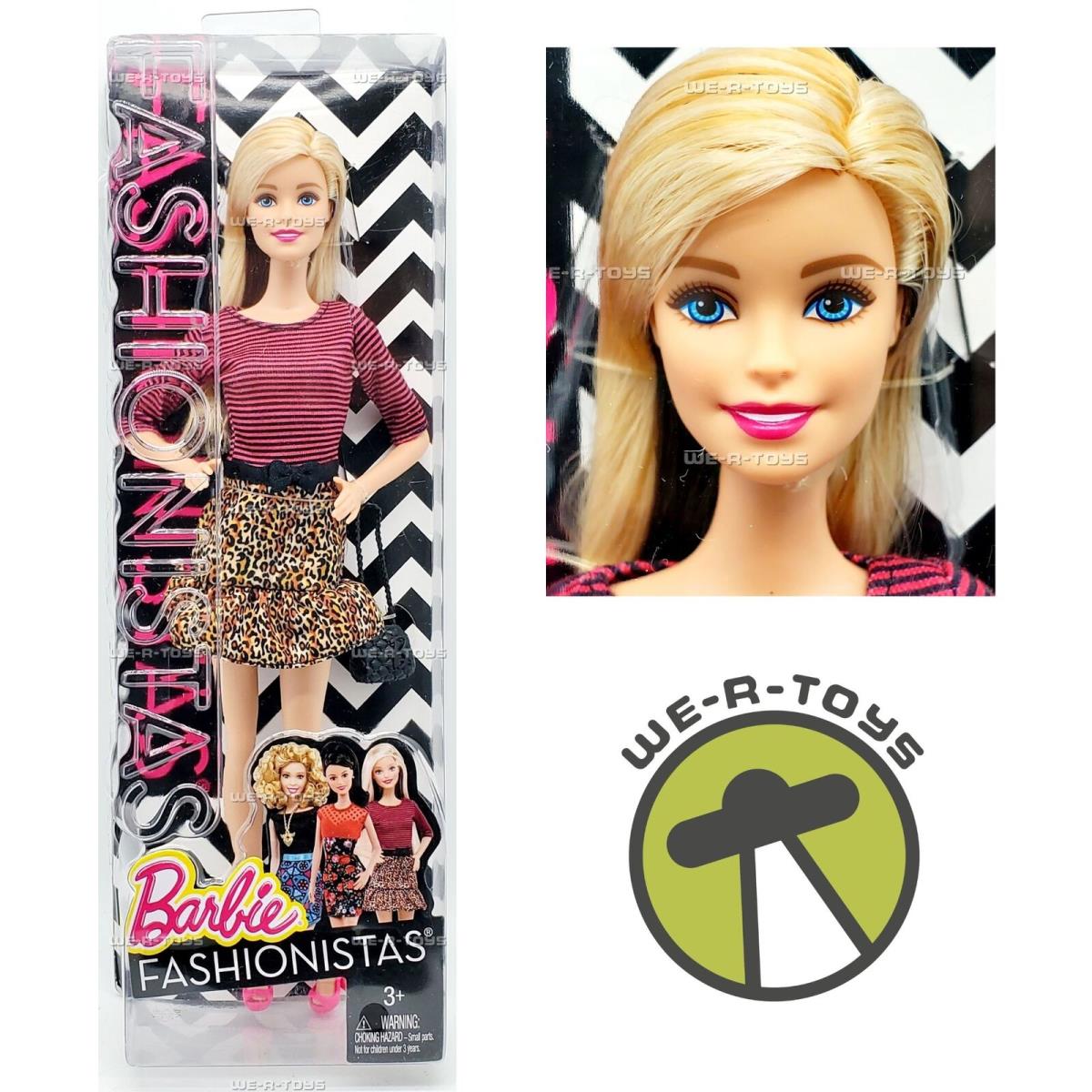 Barbie Fashionista Doll with Leopard Skirt and Striped Shirt 2014 Mattel CJY40