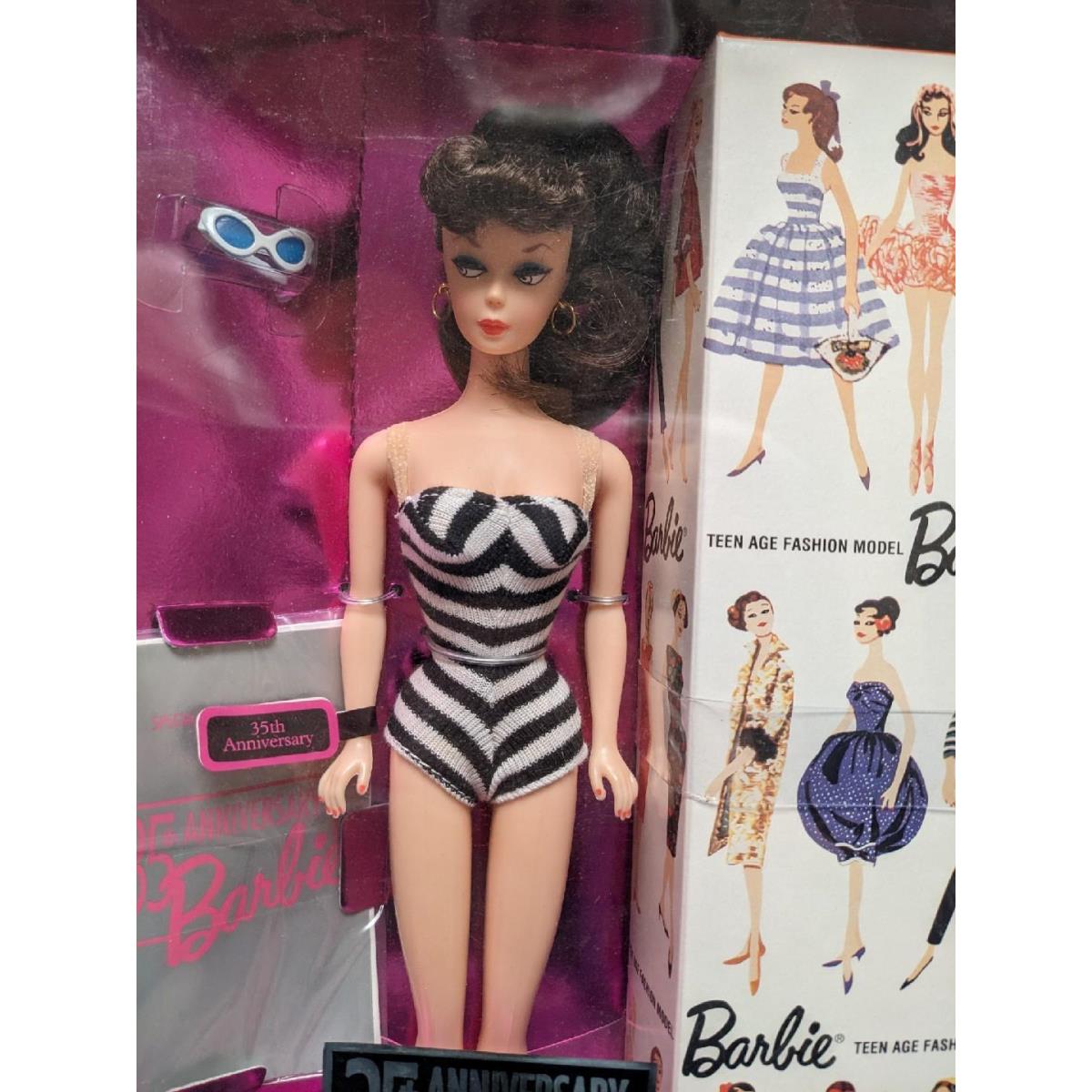 35th Anniversary Brunette Barbie Doll Reproduction 11782 Nrfb 1993 Mattel