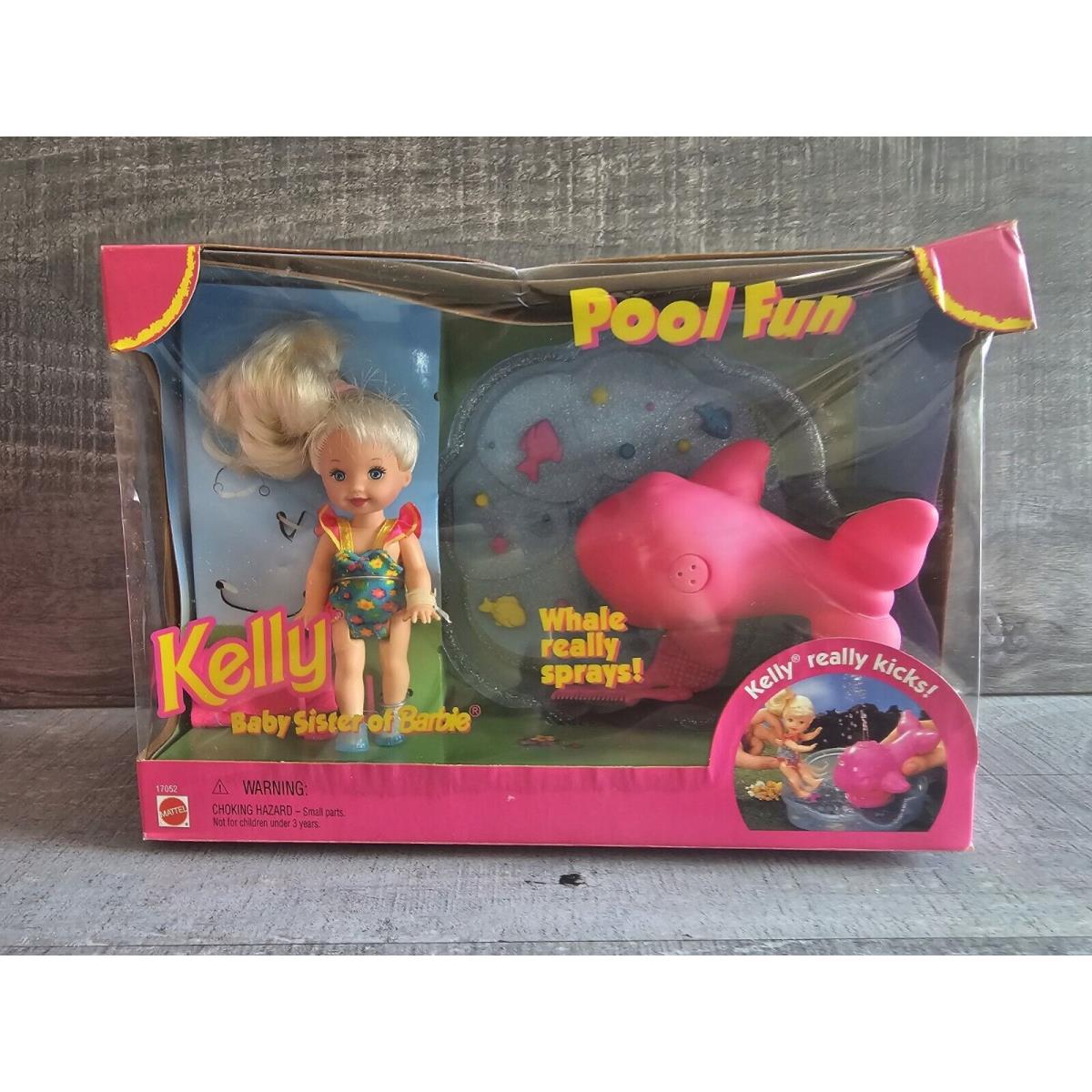 Vintage Pool Fun Kelly Baby Sister of Barbie Spraying Whale 1996 Mattel 17052