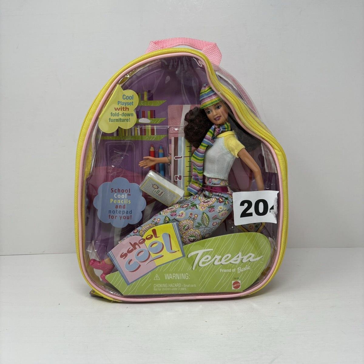 Old Stock Teresa Friend of Barbie Mattel School Cool Backpack Doll Tags