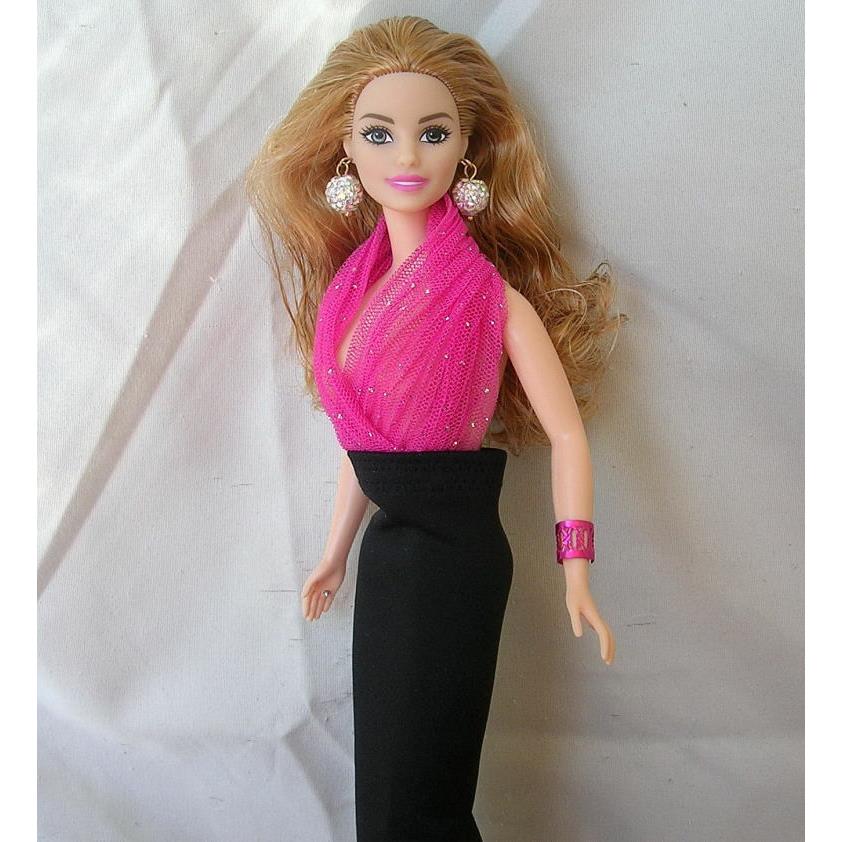 Barbie Reddish Blonde Aphrodite Doll - Black Pink Handmade Gown W/o Box