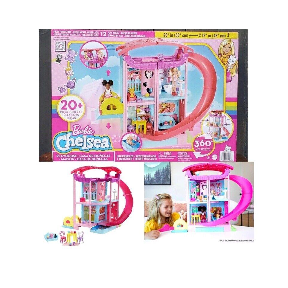 Barbie Chelsea Playhouse House Play Set Slide Pool Furnished 20+ Pcs 48cm Tall