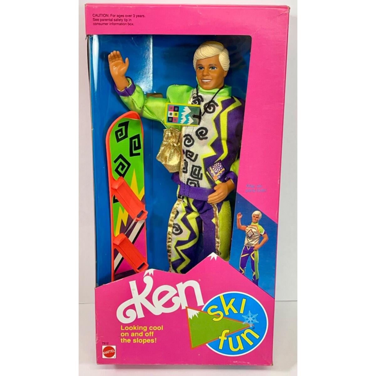 Barbie Ski Fun Ken Doll 7512 Mattel 1991 Nrfb