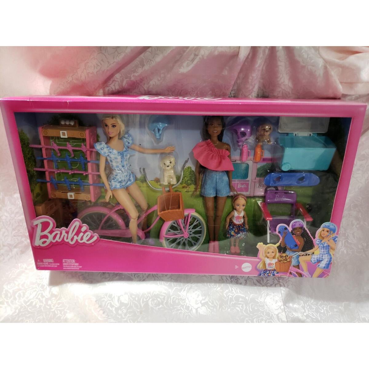 Barbie Staycation Puppies Bike Dolls Fooseball Deluxe Playset