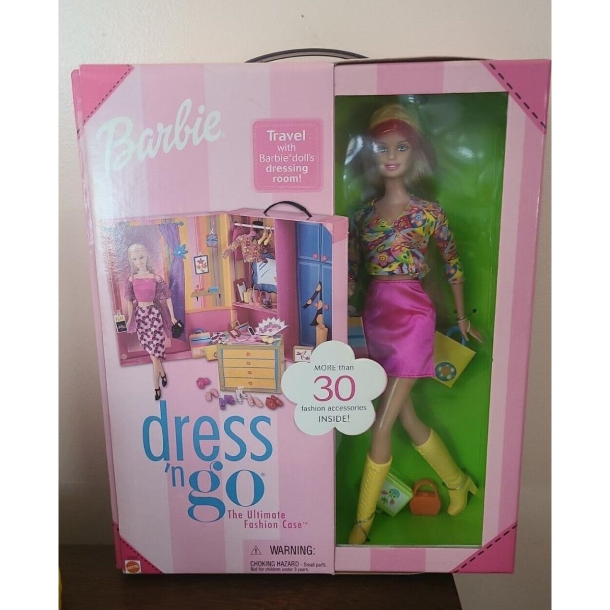 Barbie Dress `n Go The Ultimate Fashion Case + 30 Pcs Mattel 55308 Nrfb