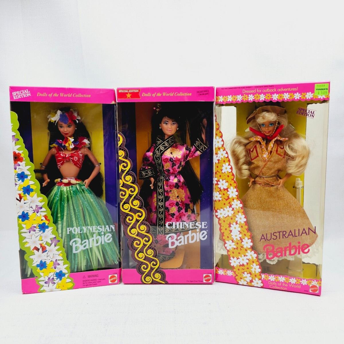 Set OF 3 Barbie Dolls OF The World Polynesian Australian Chinese