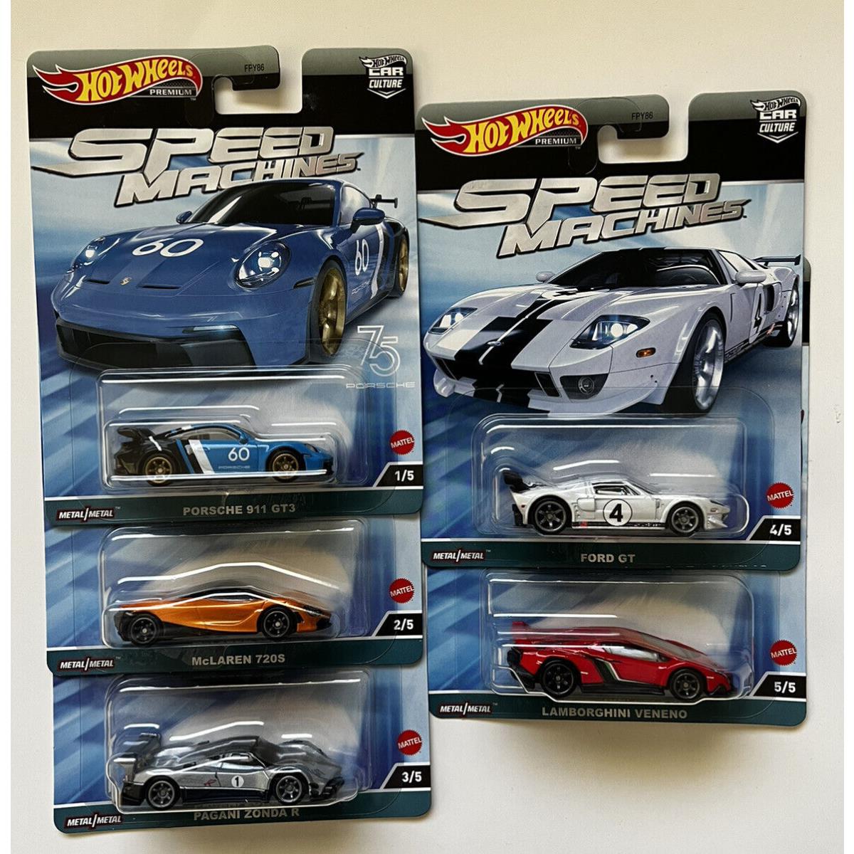 Hot Wheels Premium Speed Machines Series Full Set Of 5 Lamborghini Porsche