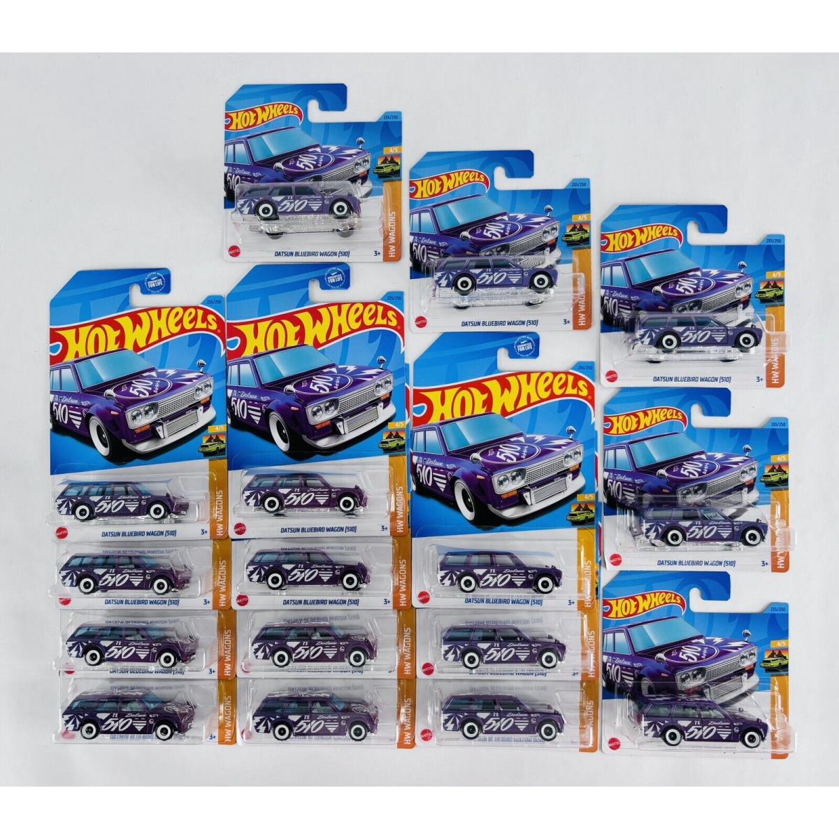 2023 Hot Wheels Purple Datsun Bluebird Wagon 510 Lot Of 16