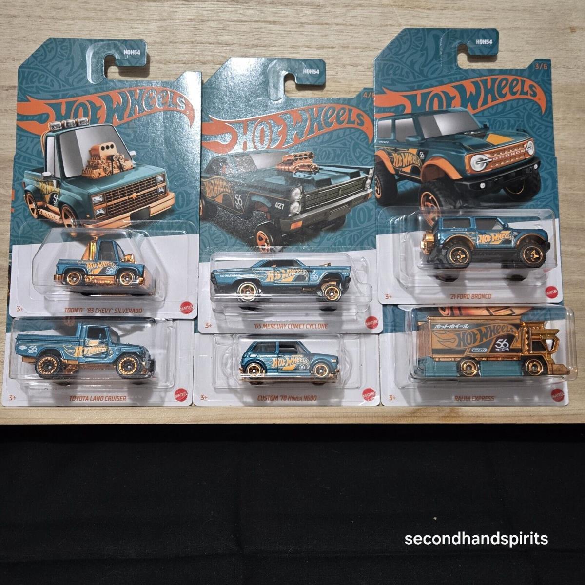 2024 Hot Wheels 56th Anniversary Pearl Chrome Set OF Six W /raijin Express