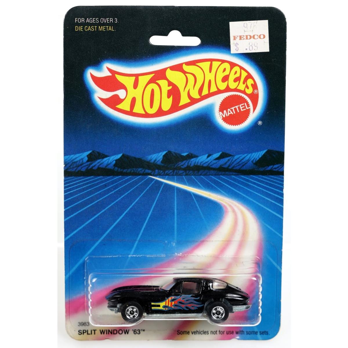 Vintage Hot Wheels Corvette Split Window `63 3983 Never Removed From Pk 1986 Bk