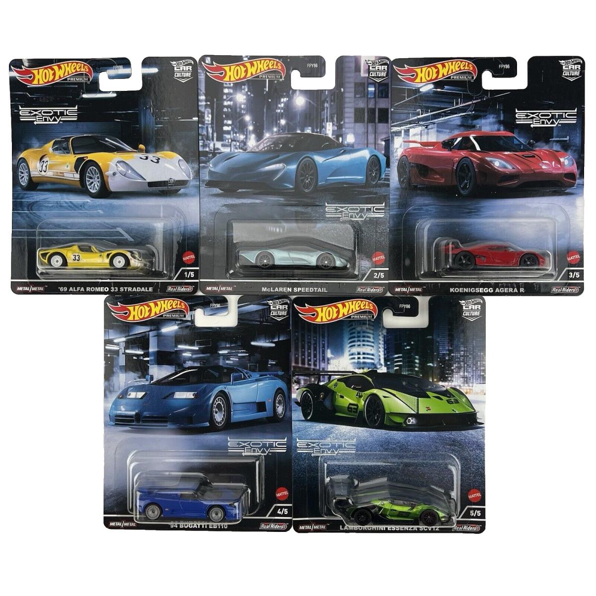 Hot Wheels 2021 Premium Car Culture Exotic Envy Complete Set of 1 - 5