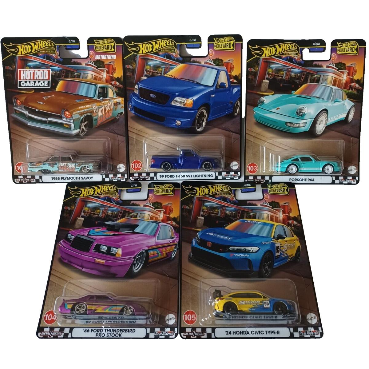 Hot Wheels Premium Boulevard 101-105 Honda Civic Porsche Set of 5 Box