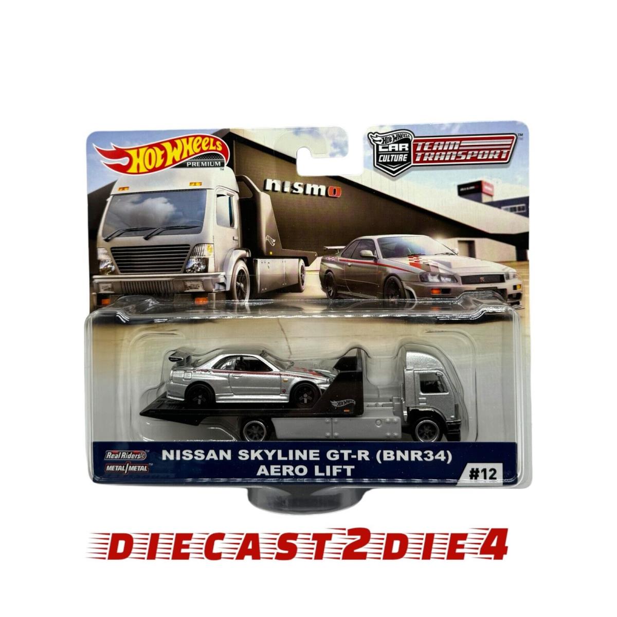 New/sealed Hot Wheels Nissan Skyline Gt-r BNR34 Aero Lift Team Transport 12