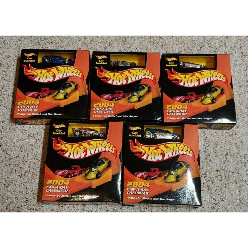 Hot Wheels 2004 Car A Day Calendar with Bonus Car Set of 5