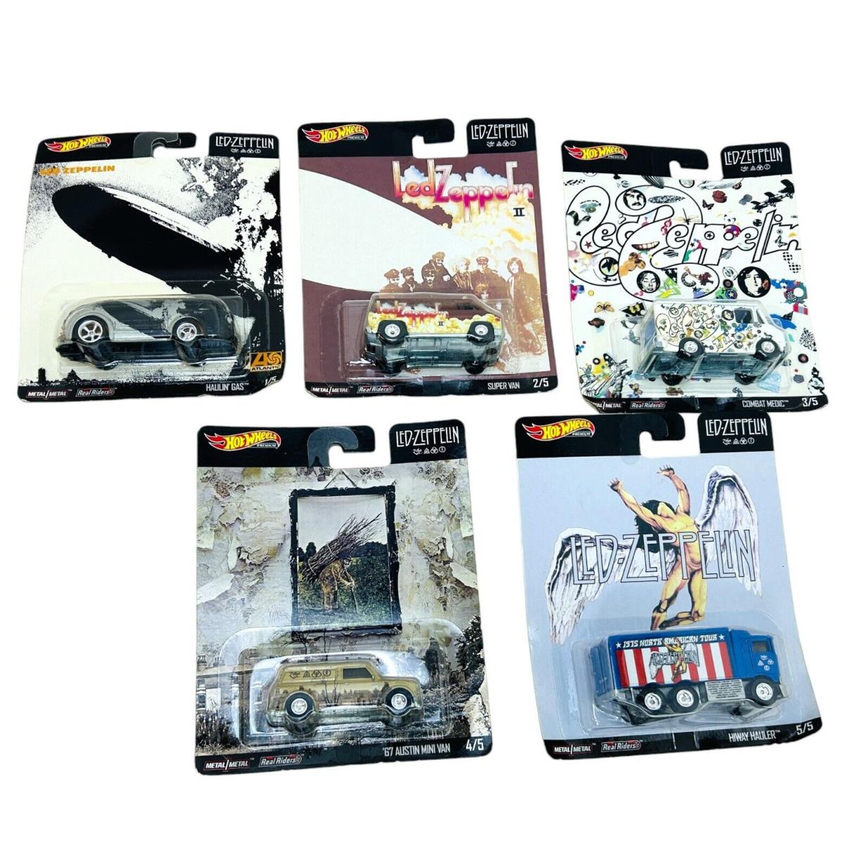 Hot Wheels Led Zeppelin 2020 Pop Culture Complete 5 Car Set -rock n Roll