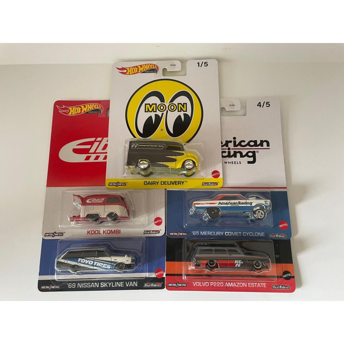 Hot Wheels Premium Complete Set OF 5 Kombi Skyline Moon Eyes Comet Volvo Dairy