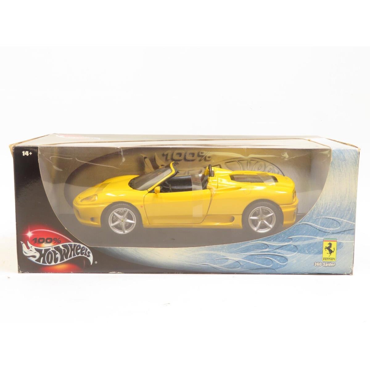 Hot Wheels 29759 1:18 Scale Ferrari 360 Spider Diecast Yellow Car