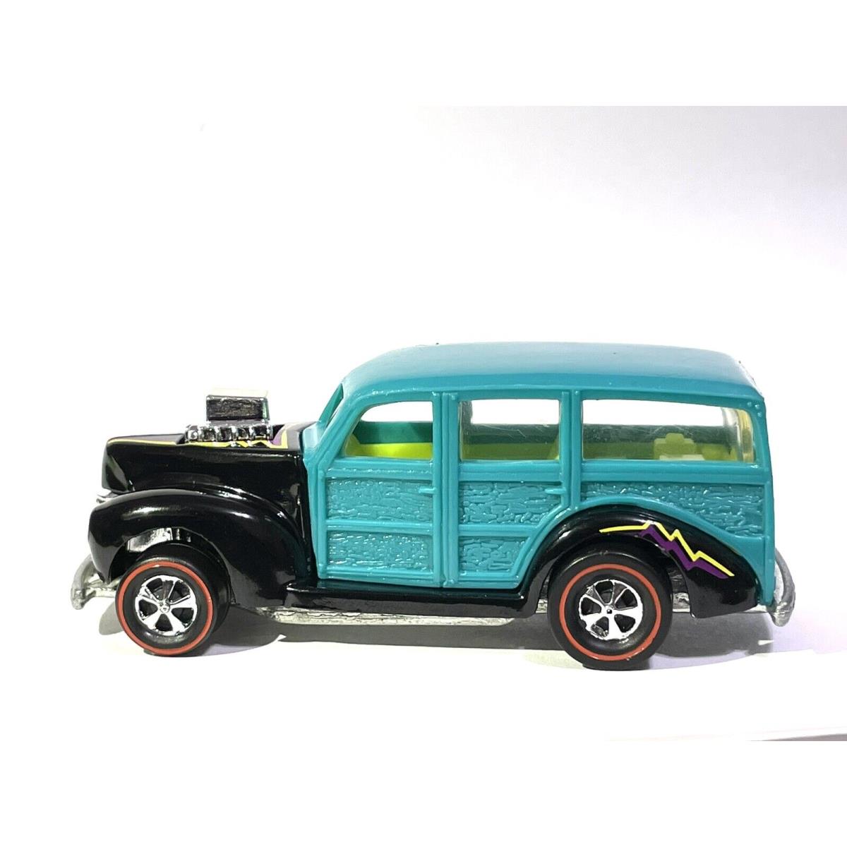 Hot Wheels Woodie Ford Woody Black + Teal Custom Made Redline