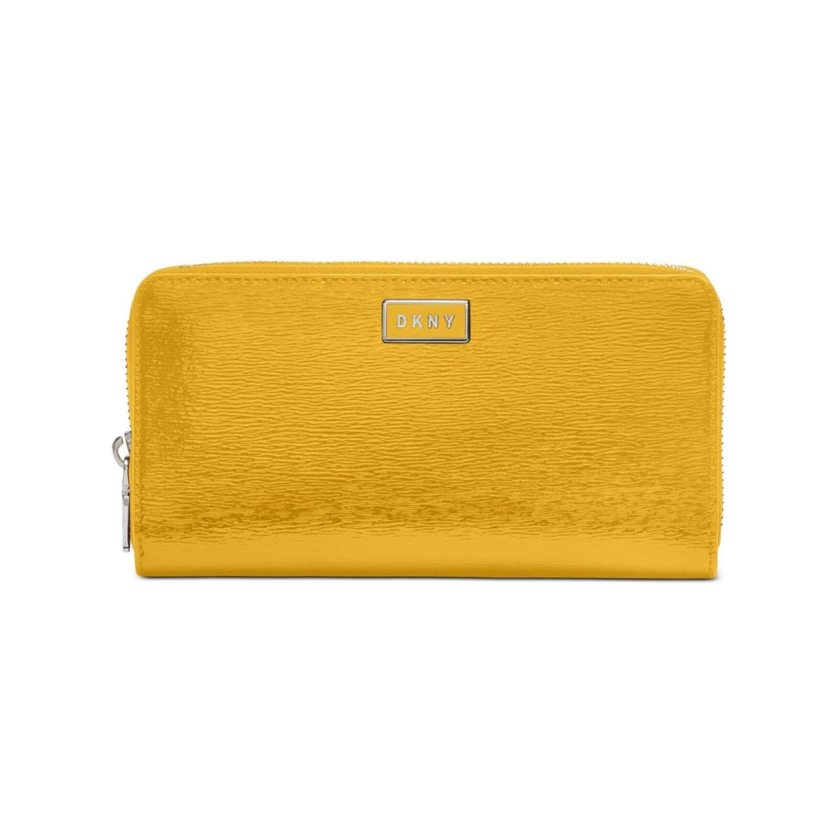 Dkny Women`s Yellow Leather Strapless Zip Around Wallet