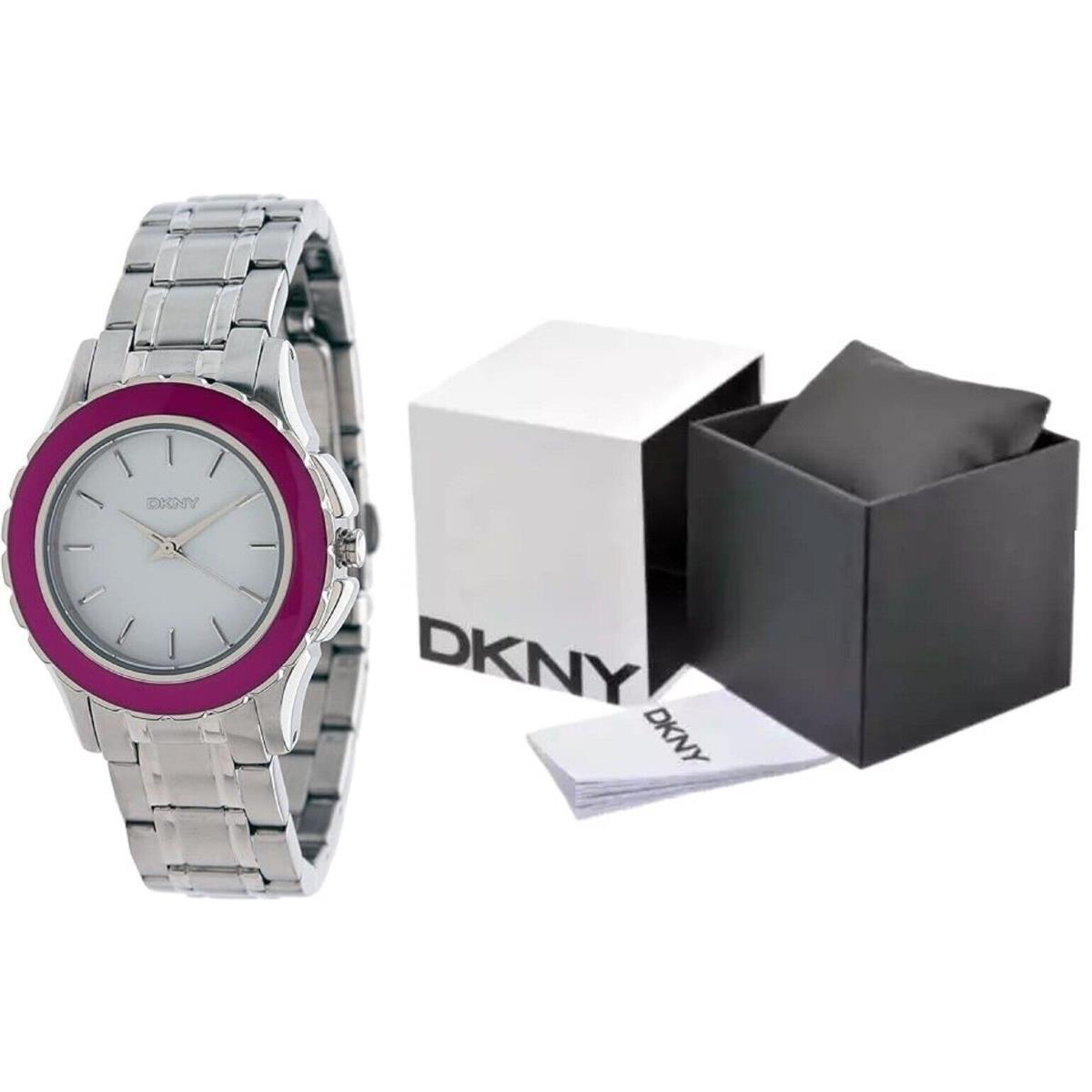 Dkny Silver Fuchsia Ladies Women`s NY8791 Watch with Gift Box