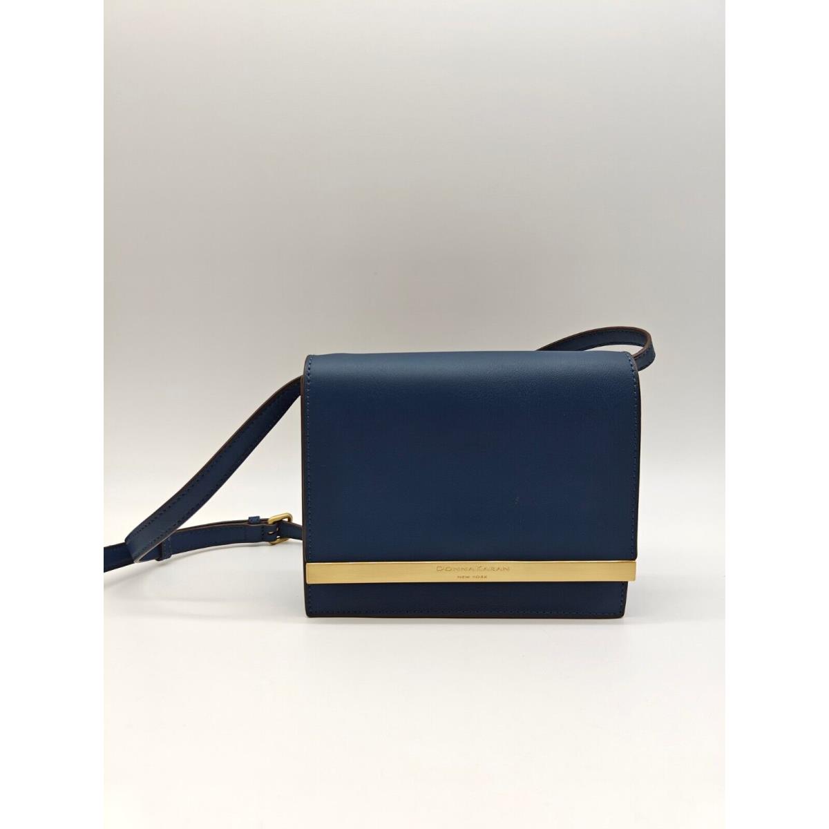 Donna Karan NY Smooth Leather Small Crossbody Bag Purse -navy Blue