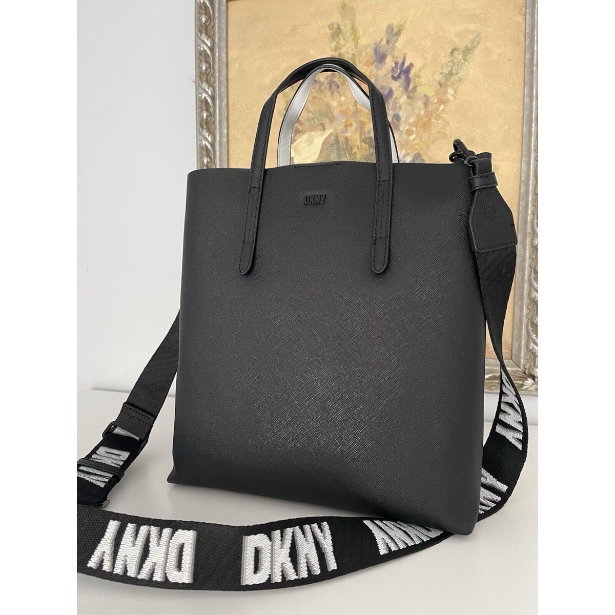 Dkny Ines Colorblock Large Tote Handbag Shoulder In White Black