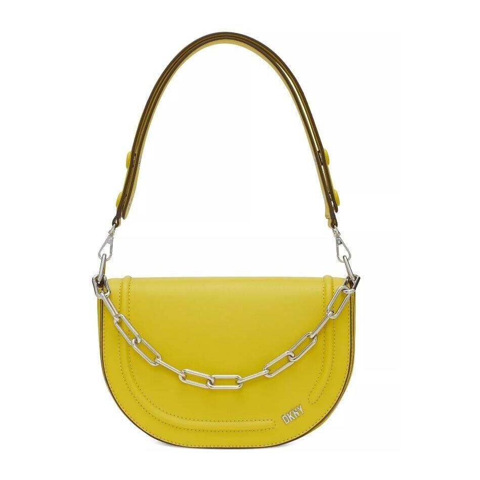 Dkny Orion Faux-leather Convertible Chain Link Shoulder Crossbody-citrine/yellow