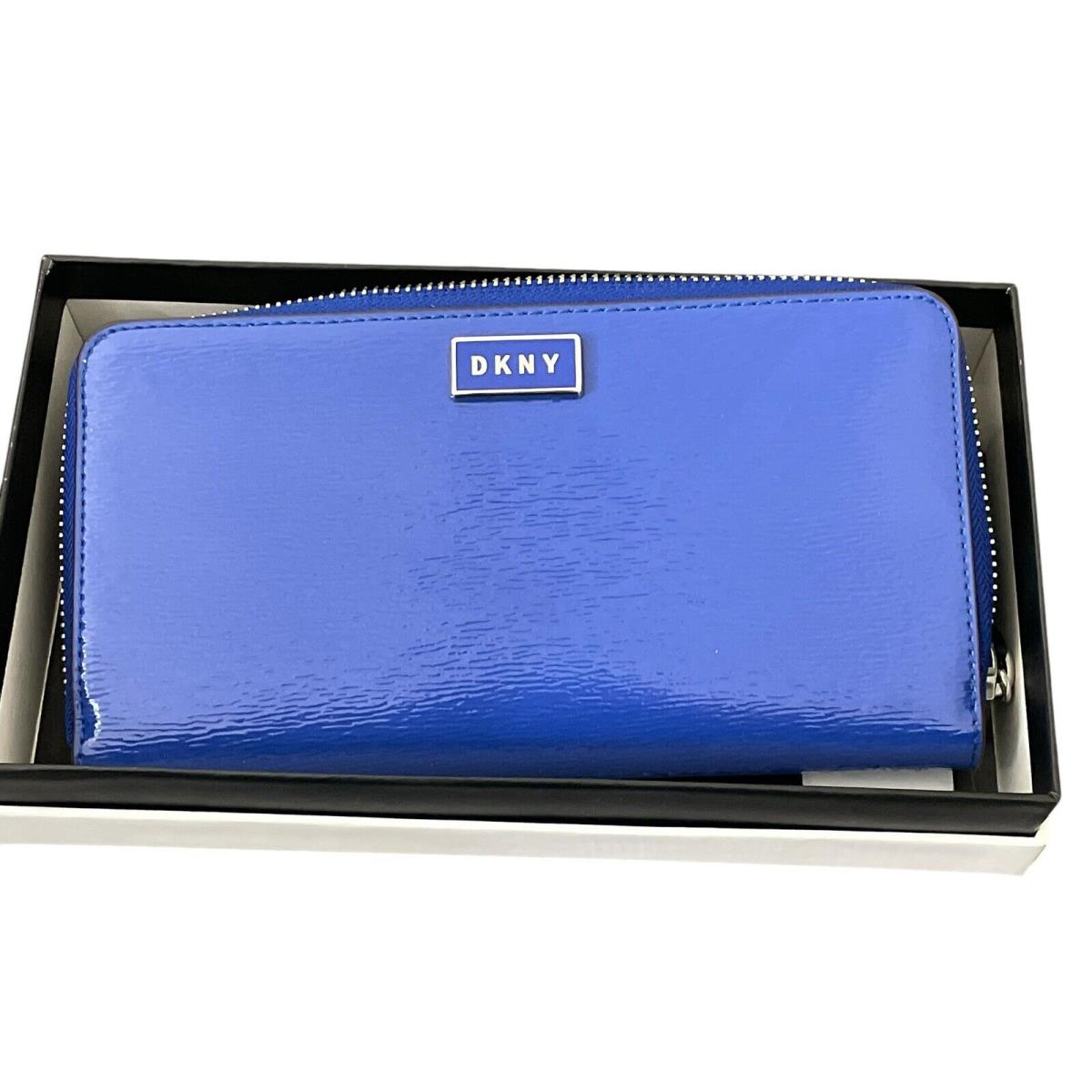 Dkny Large Zip All Around Wallet Royal Blue Patent Sutton