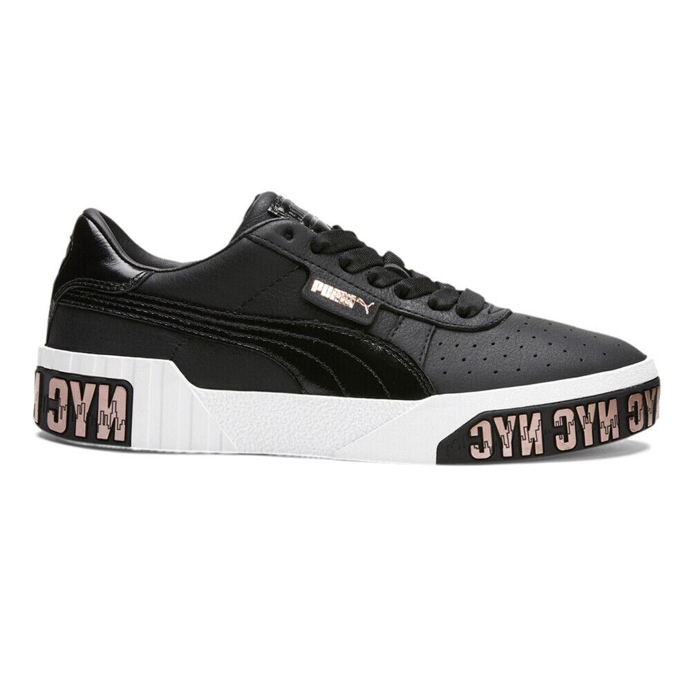 Puma Cali Bold Nyc Graphic Perforated Lace Up Womens Black Sneakers Casual Shoe - Black