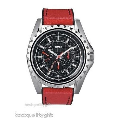 Timex Retrograde Red Leather Multifunction WATCH-T2N109