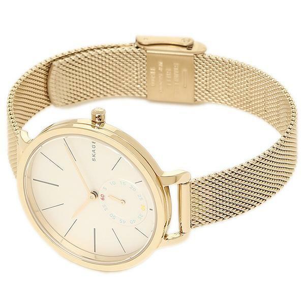 Skagen Denmark Women`s Hagen Yellow Gold Watch Mesh Bracelet White Dial SKW2436