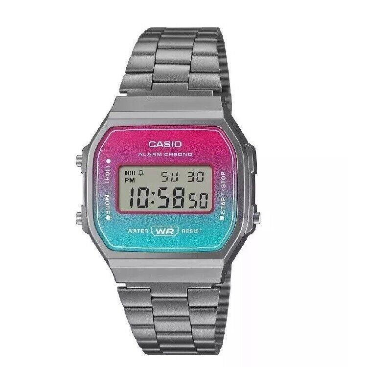 Casio Unisex Watch Vintage Digital Grey Ion Plated Stainless Steel A168WERB-2ADF