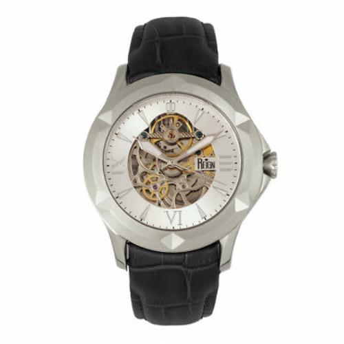Reign Dantes Men`s Automatic Skeleton Dial Black Leather Silver Watch RN4703