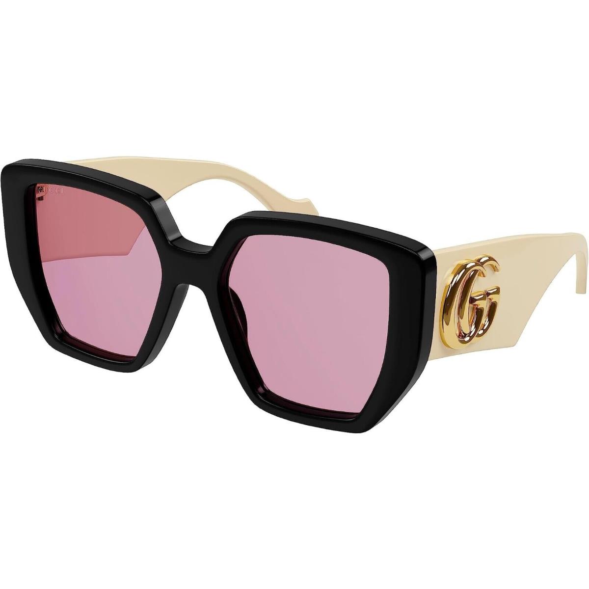 Gucci GG0956S 002 Sunglasses Women`s Black/cream/pink Square Shape 54-19-145