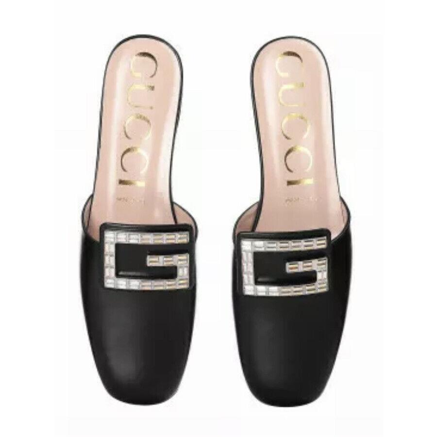 Gucci G Embellished Malaga Kid Black Women`s Slip-ons N1998 Size 37