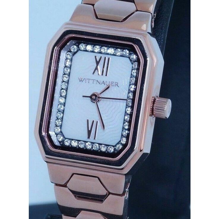 Wittnauer WN4052 Madelyn Crystal Accent Rose Gold Wihte Dial Rectangle Ladies