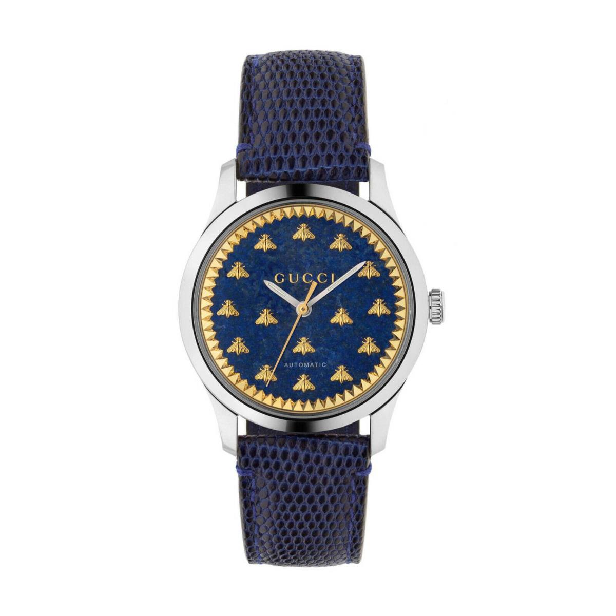 Gucci G-timeless Blue Lapiz Gold Bee Motif Automatic Unisex Watch YA1264122