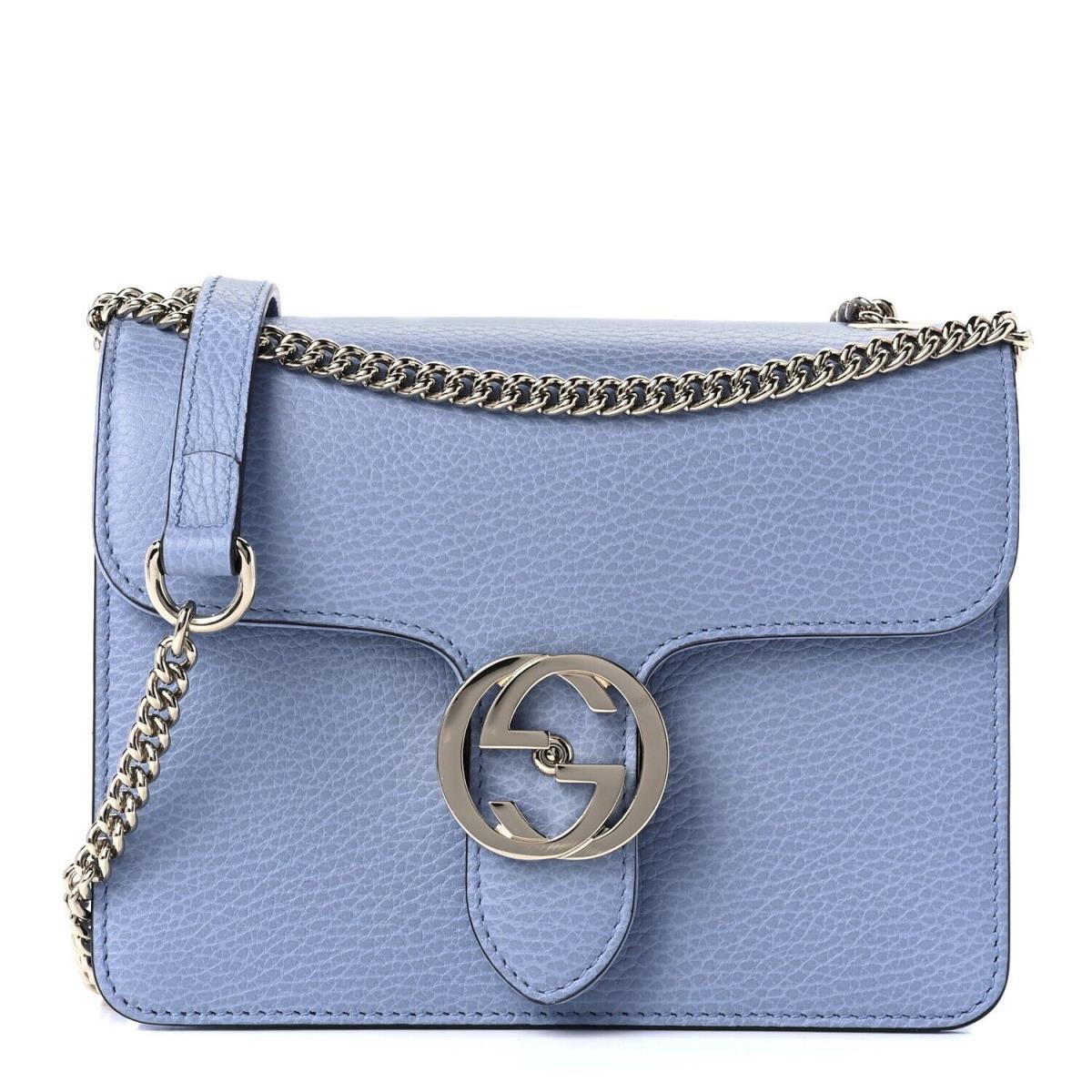 Gucci Icon GG Interlocking Mineral Blue Calf Leather Crossbody Bag