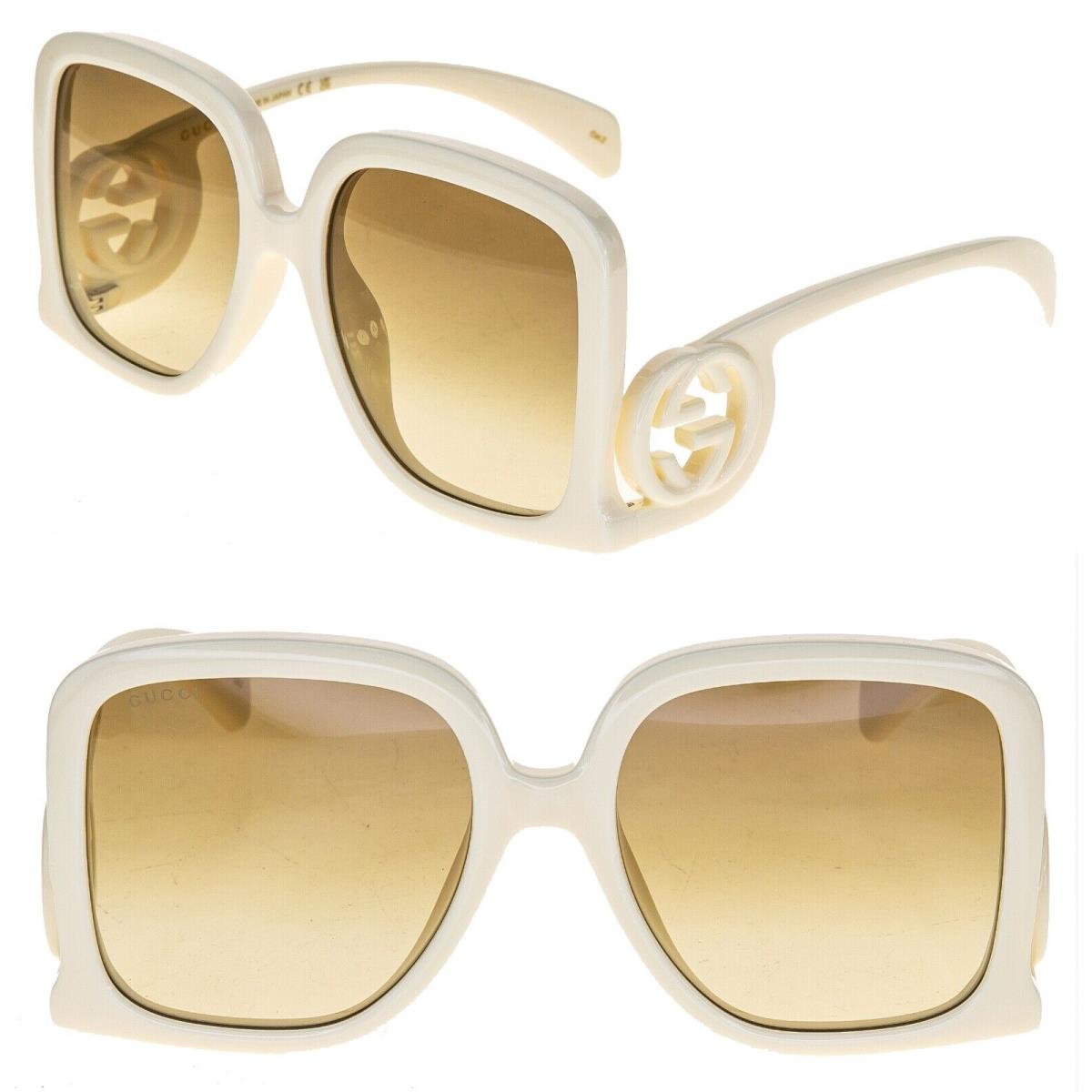 Gucci 1326 Ivory Brown GG Logo 002 Fashion Oversized Runway Sunglasses GG1326S