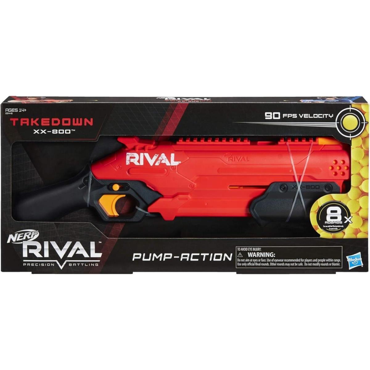 Hasbro Nerf Rival Takedown XX 800 Pump Action Red Blaster 8 Round Capacity