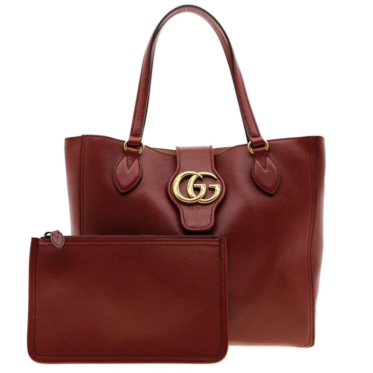 Gucci Dahlia Small Tote with Pouch Cherry Red Leather Shoulder Bag