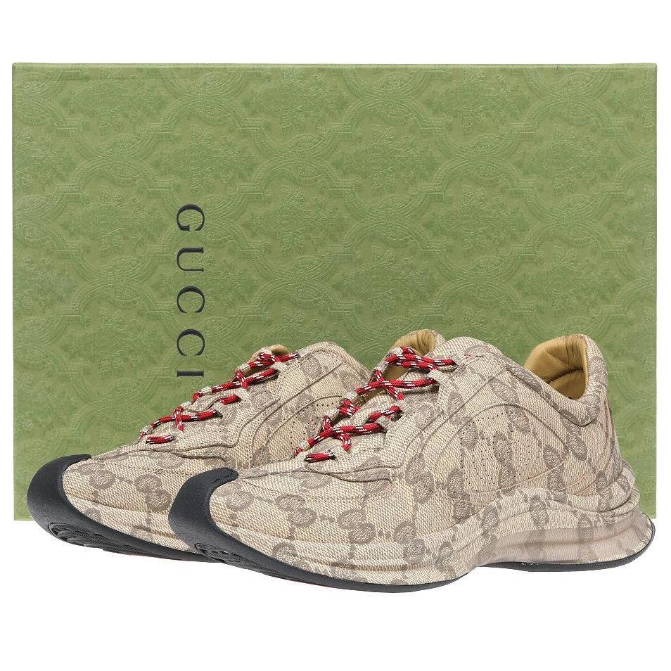 Gucci Men`s Beige Ebony GG Guccissima Print Run Sneakers Shoes 9/US 9.5