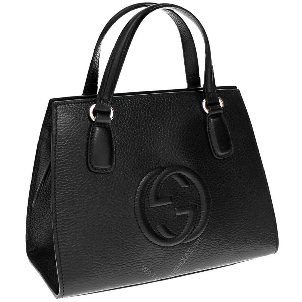 Gucci Soho Black Leather Crossbody Tote Bag 607722 CAO0G 1000