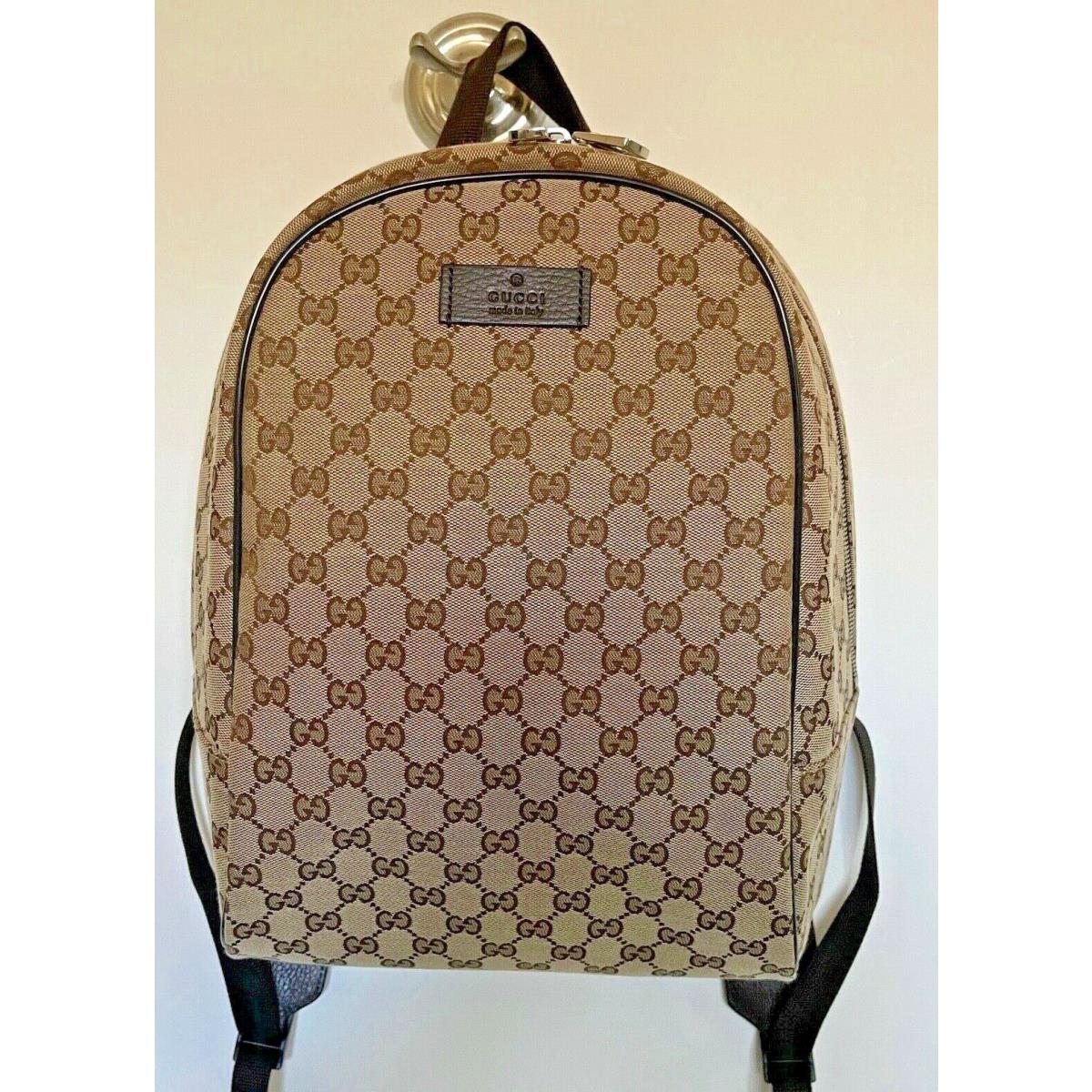 Gucci Top Handle Bag Backpack Logo Travel Monogram Beige Brown GG Canvas