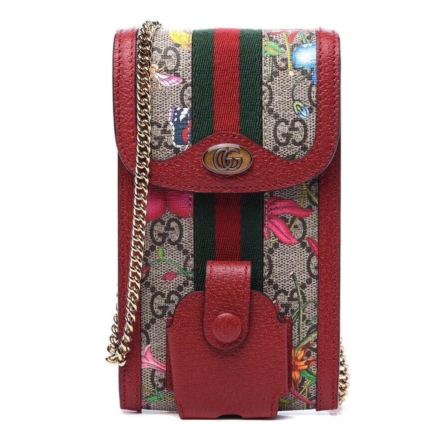 Gucci GG Supreme Monogram Flora Ophidia Phone Case Crossbody Red